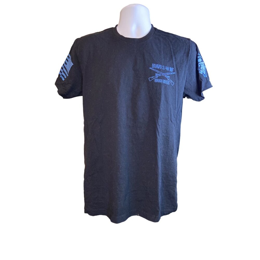 Grunt Style Mens TShirt Graphic Medium Black Bravo 2/48 INF Rough Riders Grunge